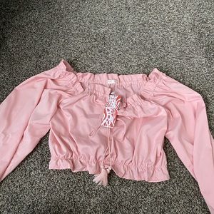 Xl pink off shoulder cropped top
